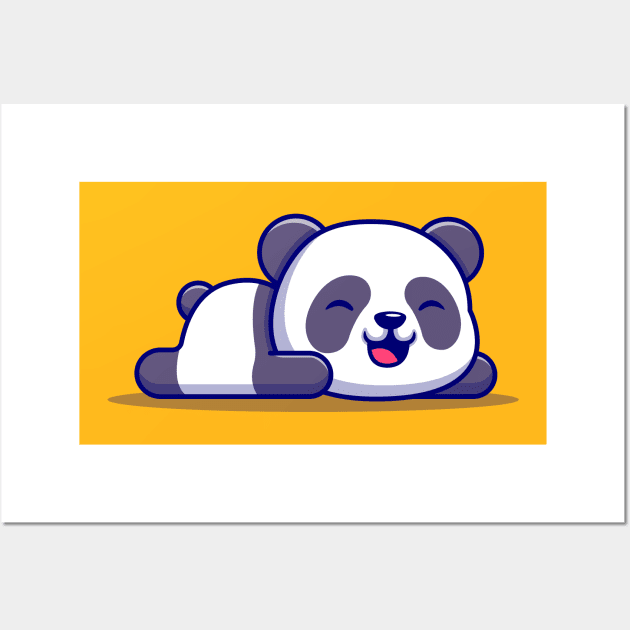 Cute Panda Sleeping Cartoon Vector Icon Illustration Wall Art by Catalyst Labs